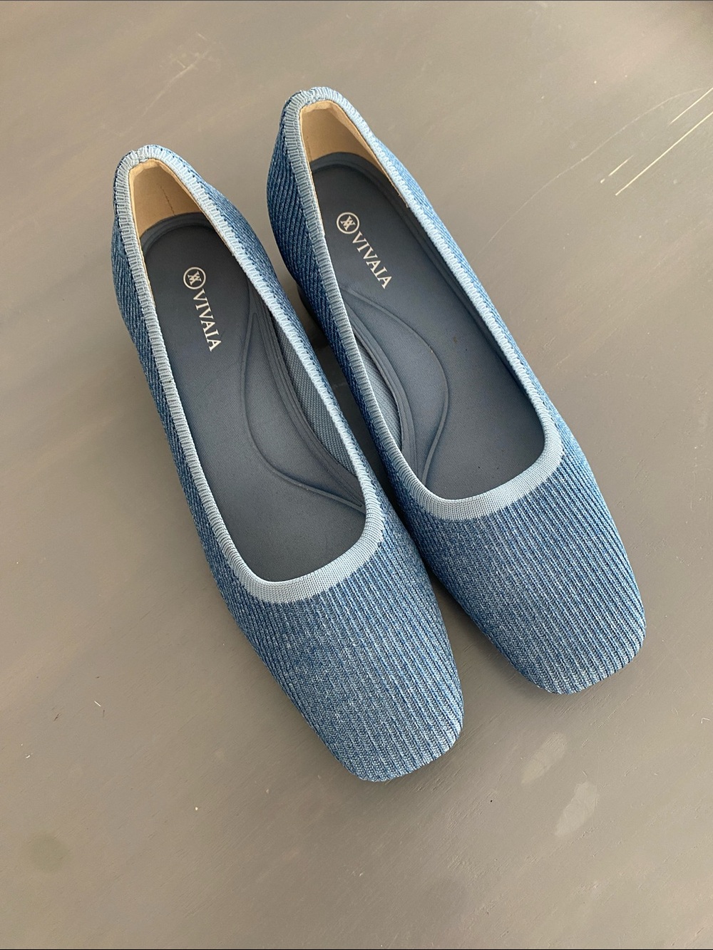 Vivaia Melody Blue Knit Square-toe Chunky Heel